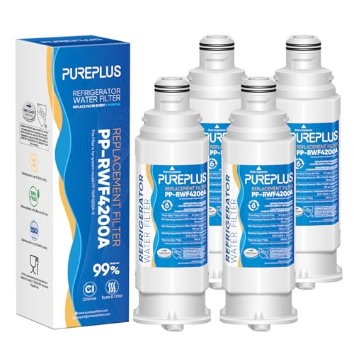 PUREPLUS DA97-17376B Replacement for Samsung HAF-QIN/EXP DA97-08006C RF28R7351SG RF28R7201SR RF28T5001SR RF24R7201SR RS27T5200SR RF23M8590SG RWF4200A Refrigerator Water Filter 4 Pack