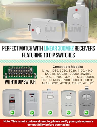 Télécommande pour garage Linear 3089 programmable pour remplacer boîtier 300 MHz perdu - 2