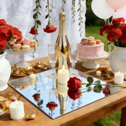Miroirs carrés en acrylique pour centres de table de mariage chic | Lot de 12