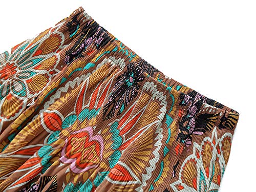Image of NASHALYLY Women's Chiffon Elastic High Waist Pleated A-Line Flared Maxi Skirts