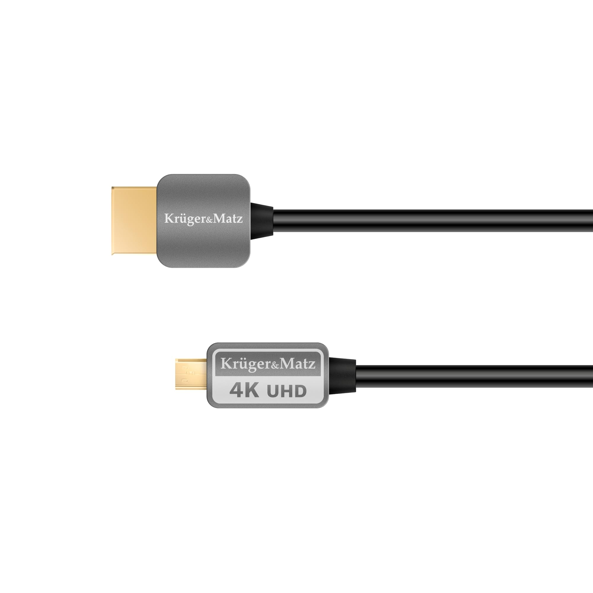 Krüger & Matz HDMI Cable: Micro HDMI Male to Male (A-D) 1.8 m, Grey (grey chiné 14)