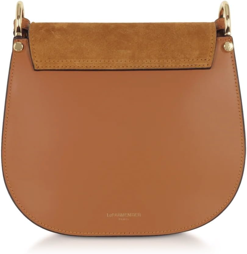 Agave Suede and Leather Shoulder Bag, 9x8x2 inches, Goldtone Hardware, - Image 3