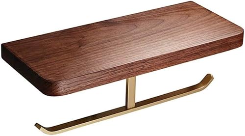 NERDOH Soporte de papel higiénico de doble rollo con estante para teléfono soporte de papel higiénico de doble rollo de madera maciza