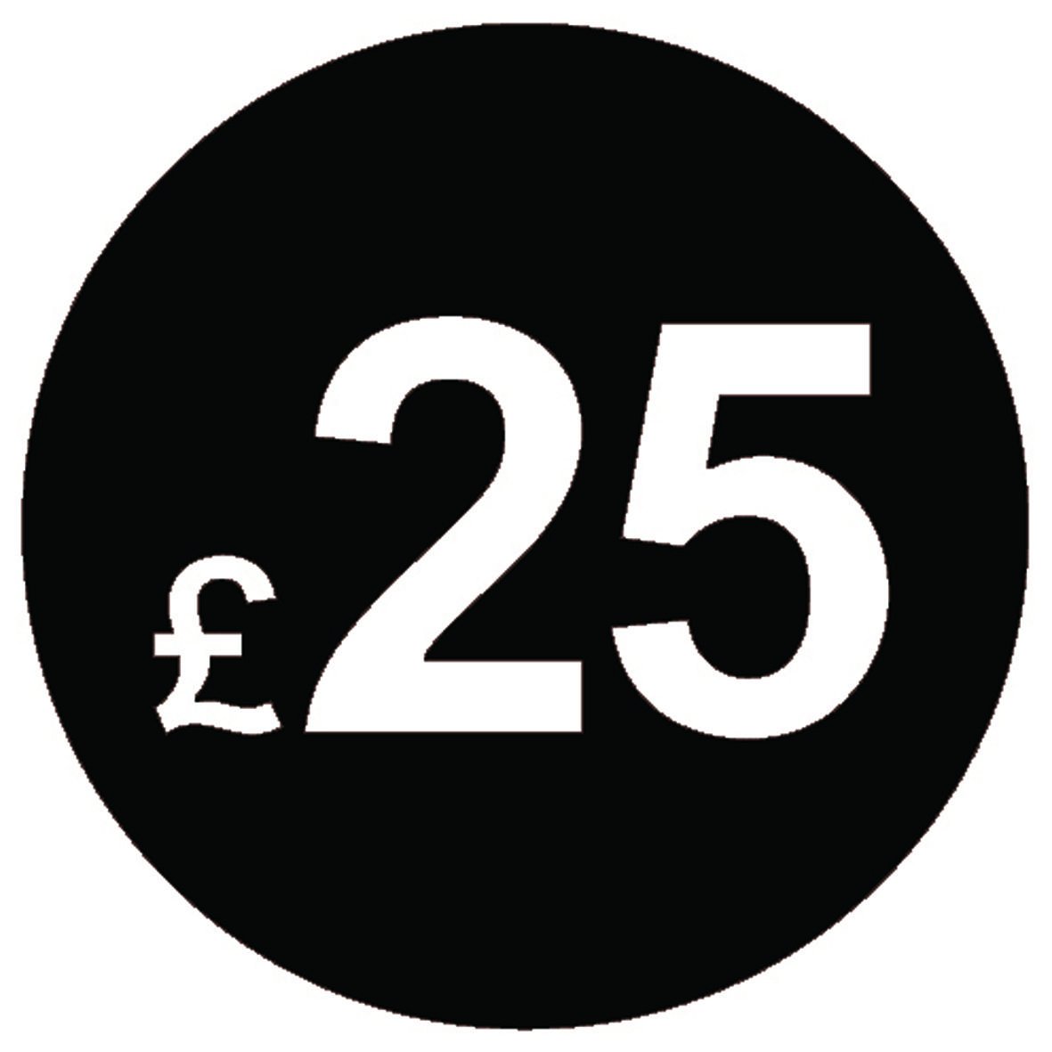 £ Black Price Stickers - 20mm, £25, 500 — image 1