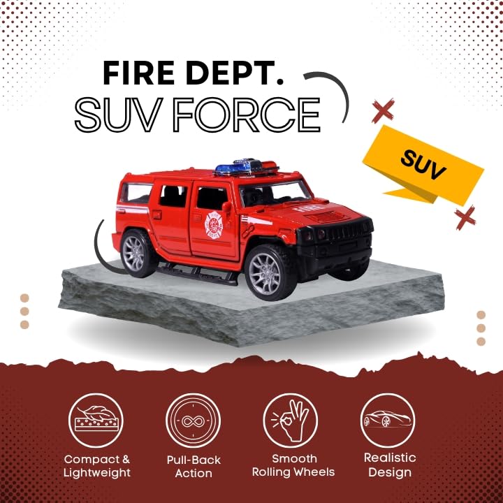 Image of Amisha Gift Gallery Hummer Diecast Fire Ambulance Toy Car for Kids | 1:36 Scale Model, Metal, Pull Back, Sports Car, Boys