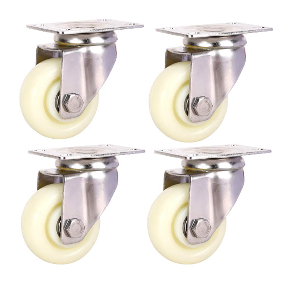 Ruedas de Nylon de Acero Inoxidable, Soporte Engrosado y Sello Antipolvo/Remache de cojinete/Piso Reforzado, giratoria de Muebles de Freno