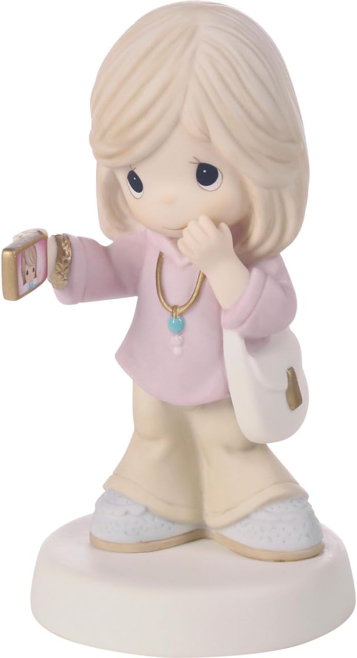 Precious Moments Grandma On Video Call Bisque Porcelain Figurine, Grandparent Love Gift, 5 in – 249017