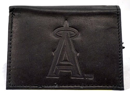 MLB Los Angeles Angels Tri-Fold Leather Wallet, Black