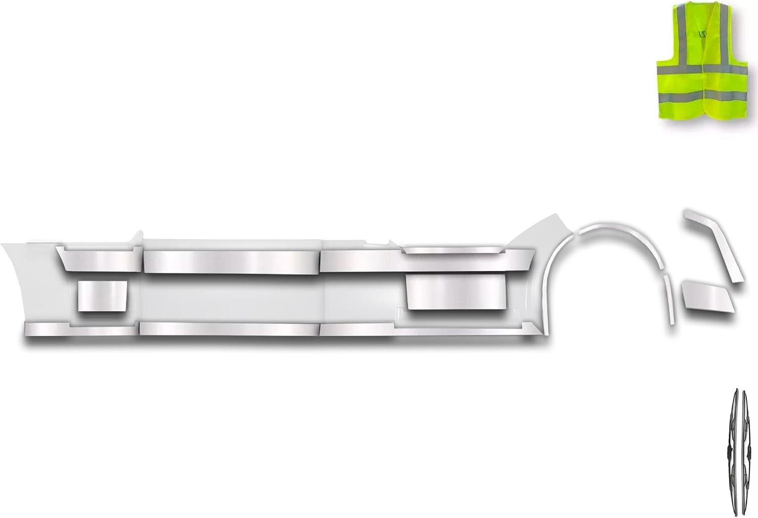 KOZAK Chrome Trim Set for Fairing Panel, Fender Guard Trim, Fender Headlight Hood Trim, Front Wheel Trim - Right Passenger Side Compatible with Volvo VNL 2004-2017 PLUS Logo, Wipers, Vest