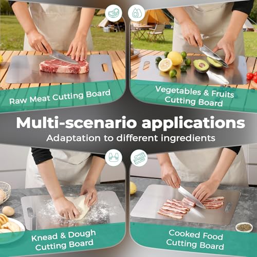 Image of Titanium Cutting Board - Dishwasher Safe Meat Fruit Metal Board (3PC S+L+XL)