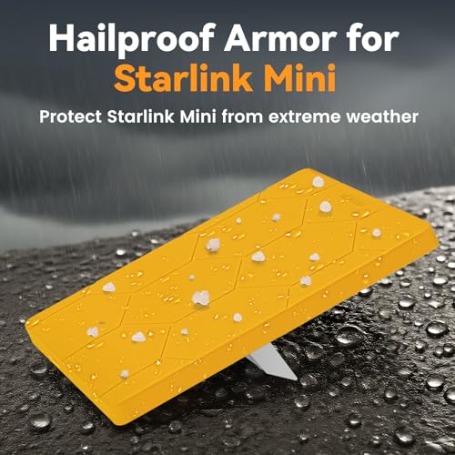Image of Starlink Mini Protective Cover Case Hailproof Liquid Silicone Protective Case for Starlink Dish Starlink Mini Accessories Waterproof Shockproof Portable for Outdoor Camping,Safety Yellow