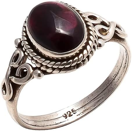 Garnet Stone Ring 925 Sterling Silver Statement Ring For Women Handmade Rings Gemstone Christmas Promise Ring Size US 9 Gift For Her