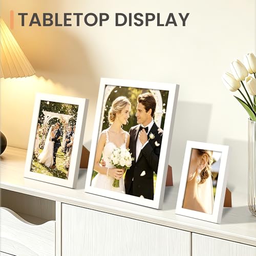 Image of upsimples Picture Frames Set of 10, Including 8x10, 5x7, 4x6 White Frame | Multi Picture Frames Collage Wall Decor, Gallery Wall Frame Set, Gift For Christmas, Mothers' day, Wedding, Dorm, Living Room