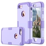 LONTECT Hybrid Heavy Duty Shockproof Full-Body Protective Case with Dual Layer Hard PC+ Soft Silicone Impact Protection for Apple iPhone 7, Purple
