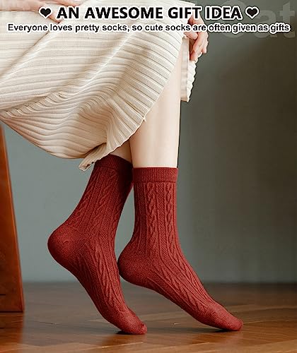 Image of IIG Cute Warm Wool Socks for Women Super Cozy Thick Crew Winter Socks Gifts, 5 Pairs