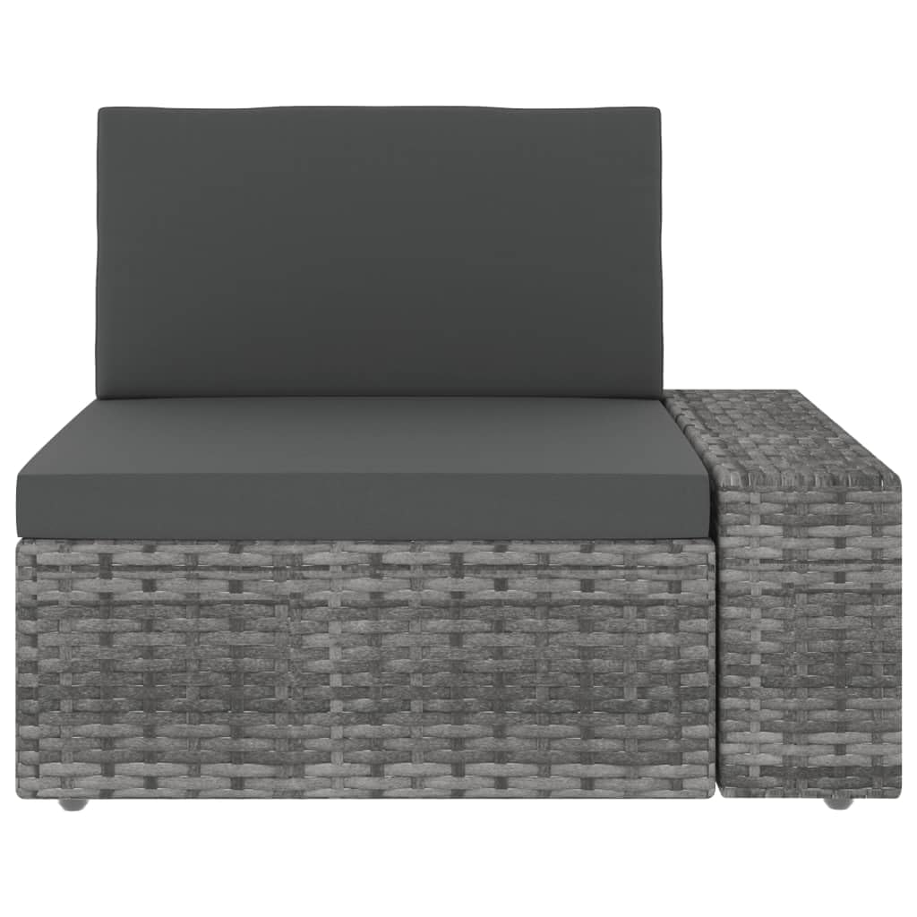 Ensemble de salon modulaire en rotin synthétique gris, 3 pièces, avec rotin PE résistant aux intempéries, cadre en acier revêtu par pulvérisation et coussins amovibles, comprend une table