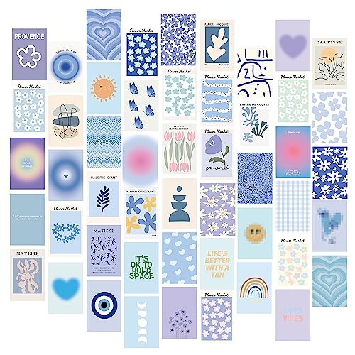 Kit de collage de pared pastel danés de 50 piezas: decoración estética para habitación de chicas