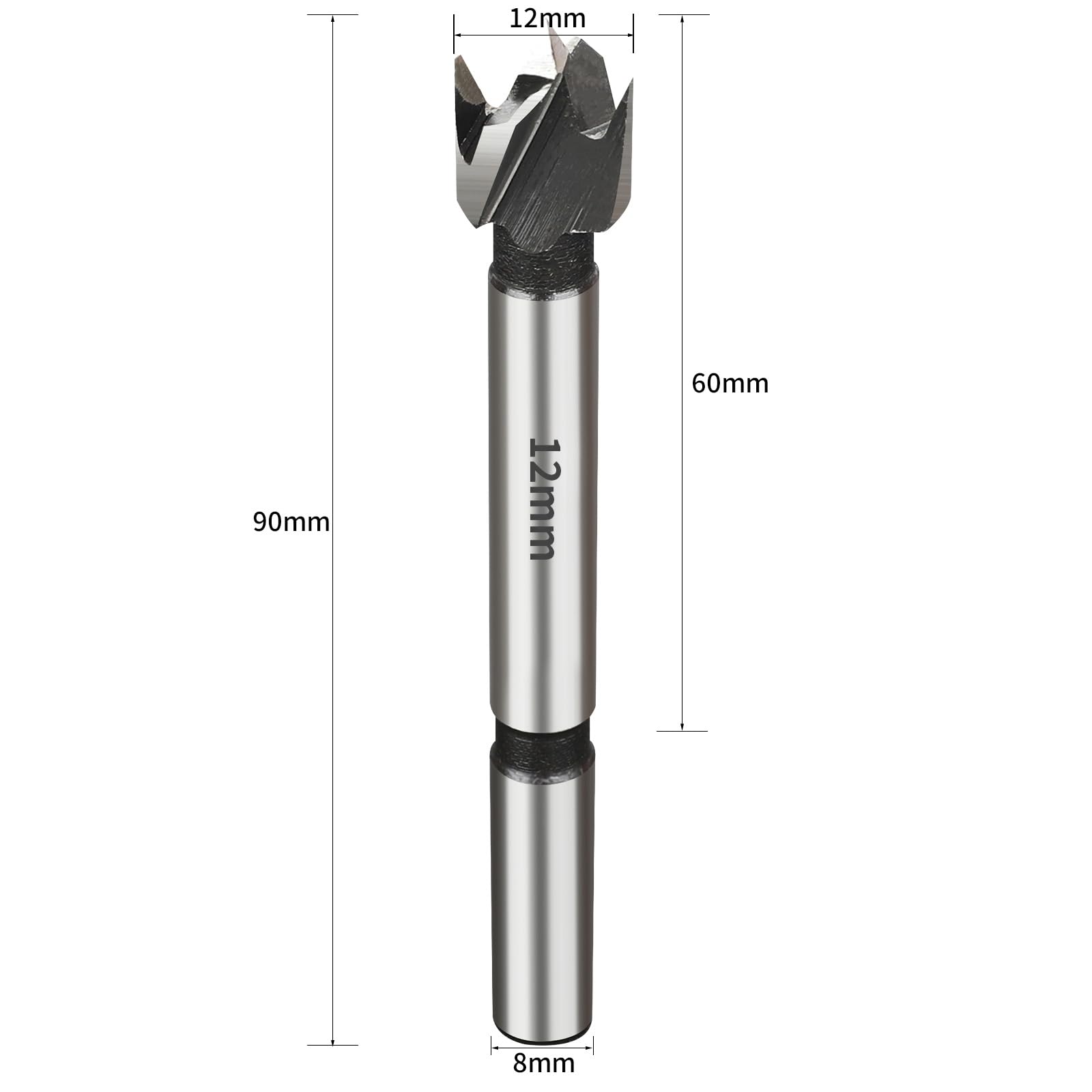 SUQIN 12mm Professional Foster Drill Bit, Round Shank Foster Woodworking Drill Bit - Image 2