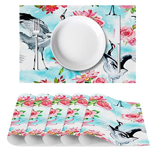 Sets de table en tissu Oxford fleuri protège table lavable résistant - 3