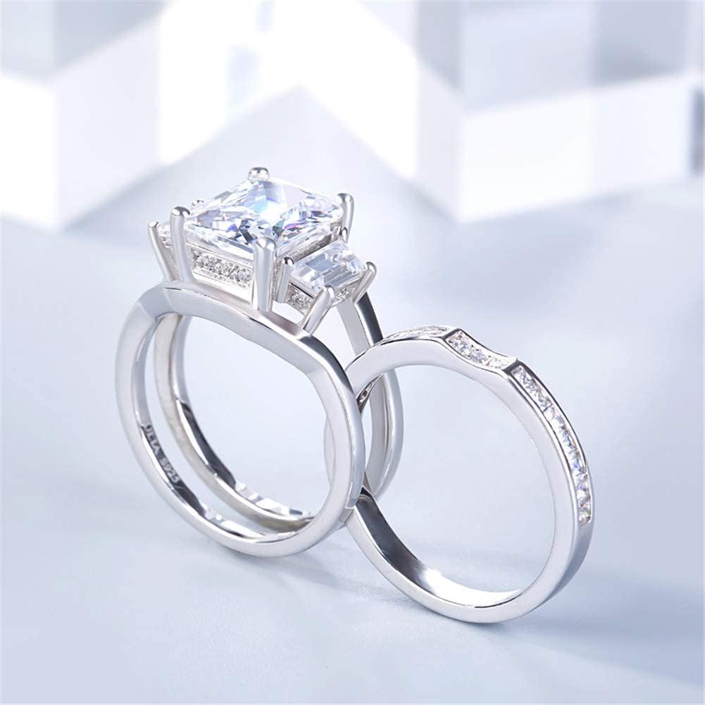 Jeulia 5 Carat Three Stone Engagement Rings Sterling Silver Interchangeable Cubic Zirconia Wedding Ring Set with Side Stones Bridal Promise Rings for her with Jewelry Gift Box