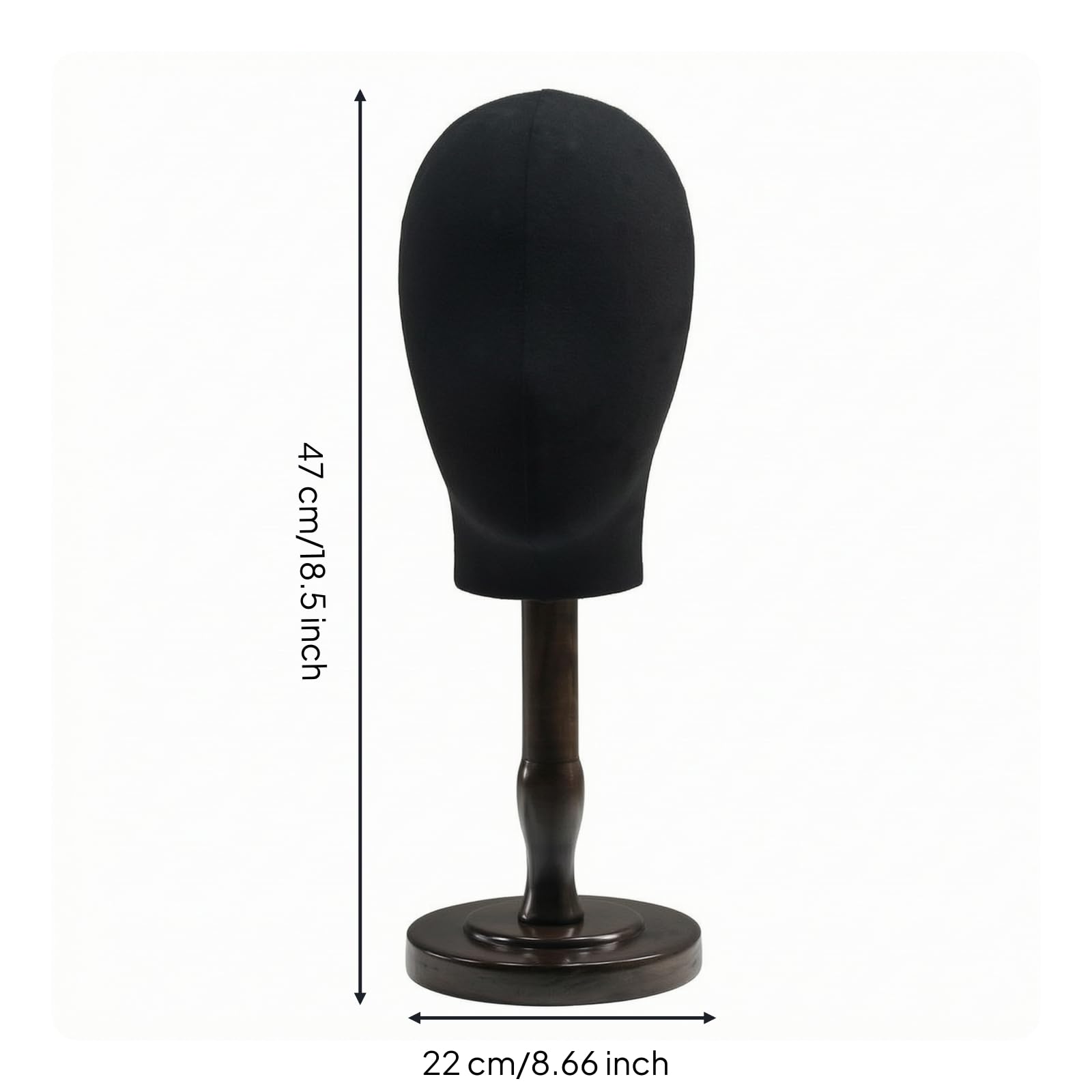 Supporto per Cappelli con Base da Tavolo , Media Altezza 47 Cm, Circonferenza Testa 53 Cm, Ø