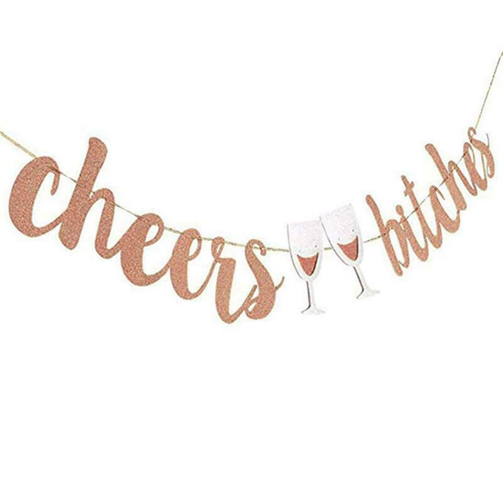 YueshopWedding Hen Party Bunting Banner Garland Photo Props Hanging Sign Bridal Shower Party Decor (Cheers bitches)