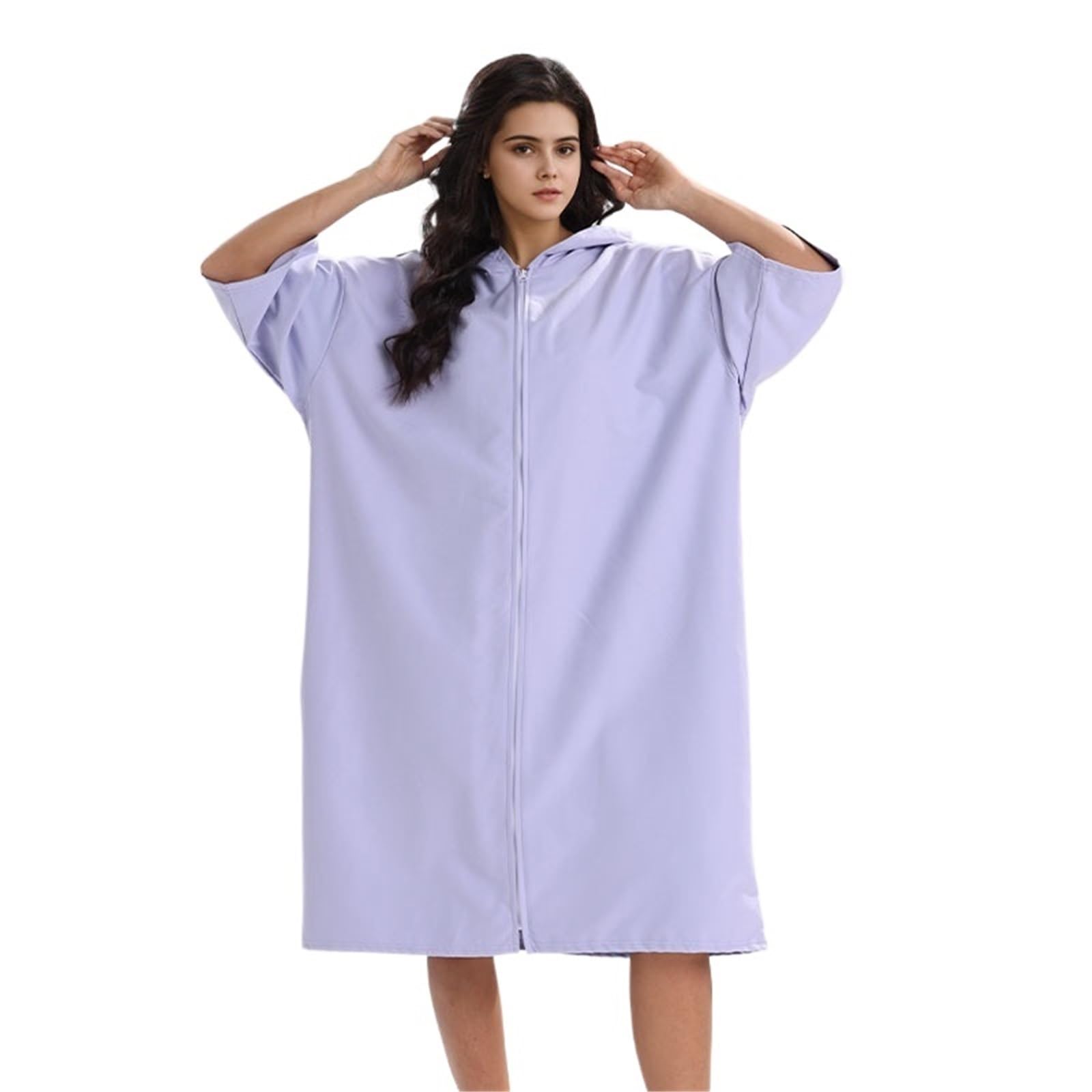 ATEUXOL Quick-drying Surf Poncho Quick Dry Poncho Towel Diving Surf Changing Robe with Hood Microfiber Absorbent Swim Bath Bathrobe Beach(Purple)
