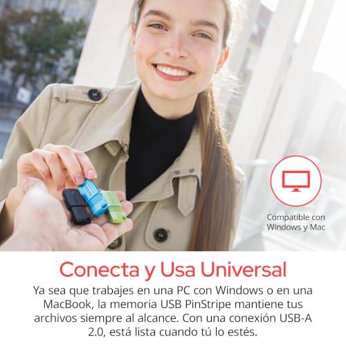 USB 2.0 Stick 16GB, Pin Stripe, schwarz