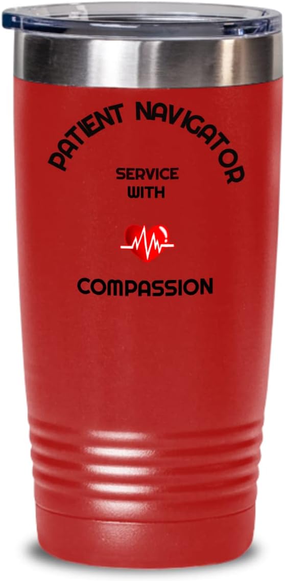 Tumbler Hot And Cold For Patient Navigator Medical Healthcare Clinical Hospital Patient Care (20oz, Red)