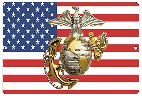 Yelacecca Tin Sign A108704 New Metal Sign Aluminum Sign Usmc United States Marine Metal Wall Decor Man Cave Bar Usa Flag For Outdoor & Indoor 12" X 8"