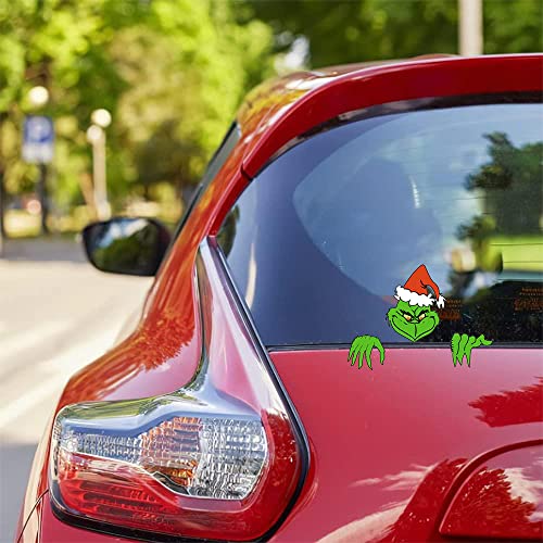 Cute Christmas Cartoon Stickers For Cars, 6.27" Vinyl Waterproof Cute Cartoon Holiday Christmas Peeker Funny Decorations For Car Windshield Window Decals #TOP4