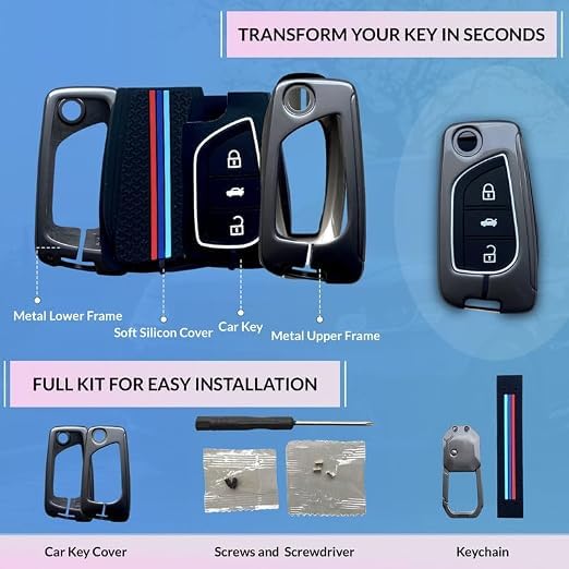 Image of NEODRIFT 'KeyShield' Car Key Cover for Toyota Corolla Altis (Shape 1, 03 Buttons) & (Durable, Stylish and 360 Protection)