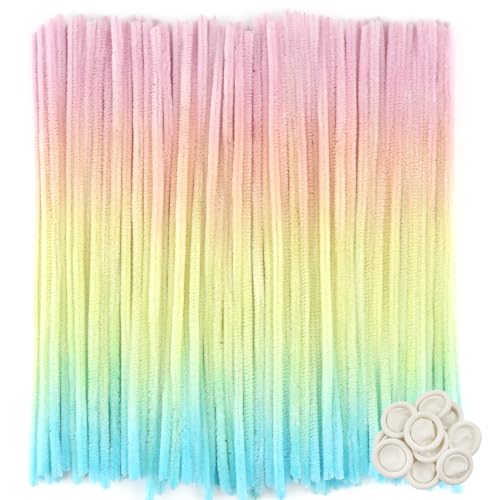 TOAOB 100 Stück Chenille Pfeifenreiniger Farbverlauf Bunte 30 cm Lang und 6 mm Breit für Bastelarbeiten und Dekoration Heimwerken