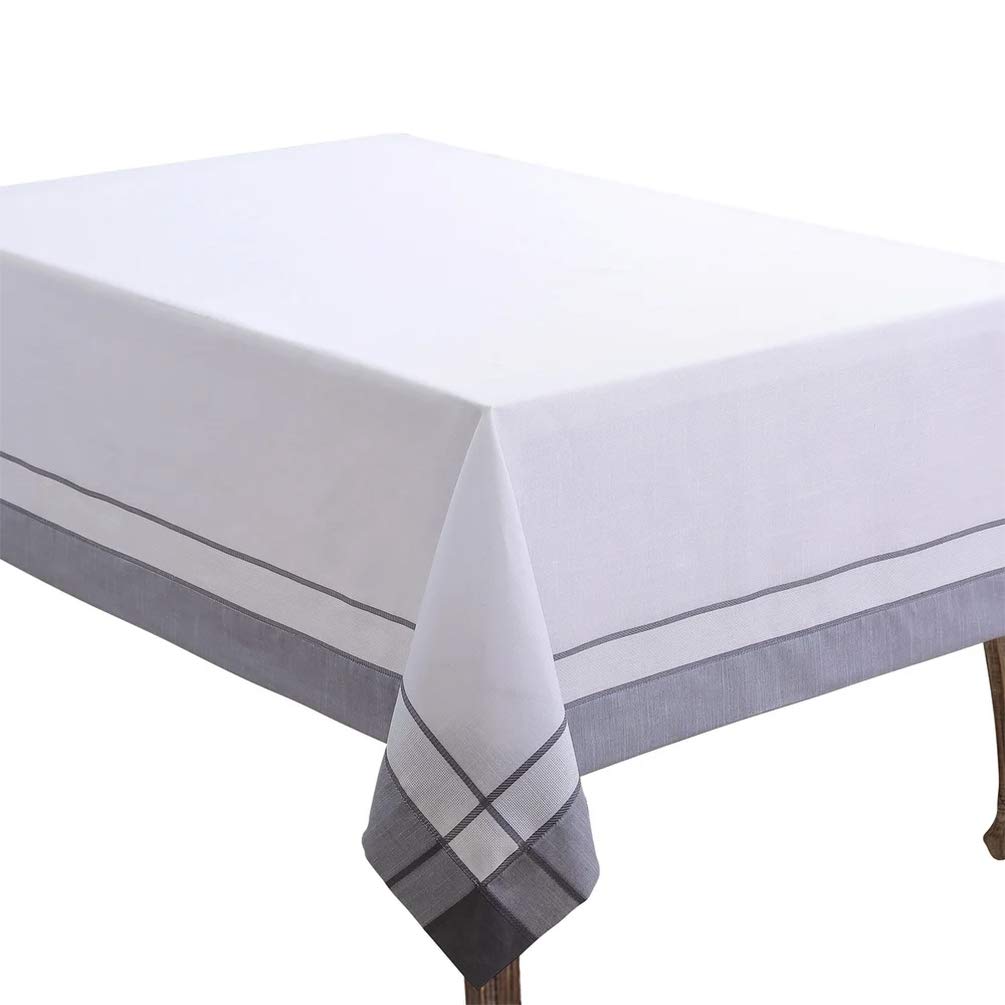 Amazon.com: Fennco Styles Neutral Banded Border Design Tablecloth