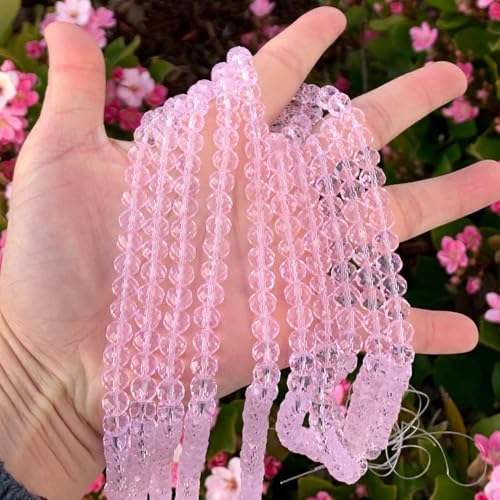 Image of 140pcs Czech Faceted Rondelle Crystal Glass Beads 8mm Bulk Light Rose Pink