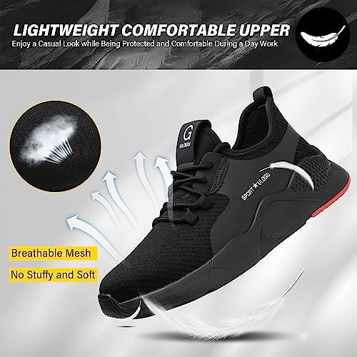 Image of Waterproof Steel Toe Shoes for Men Women Work Shoe Lightweight Safety Sneakers Comfortable Puncture Proof Shoe Zapatos Punta de Acero para Hombres Black