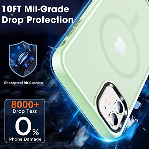 Image of MOCCA Magnetic Shockproof for iPhone 12 Case,Light Green | Fits iPhone 12 /12 Pro | 10ft Drop | Compatible with MagSafe | Anti-Slip Matte | Raised Camera & Screen Lip | Ultra-Slim