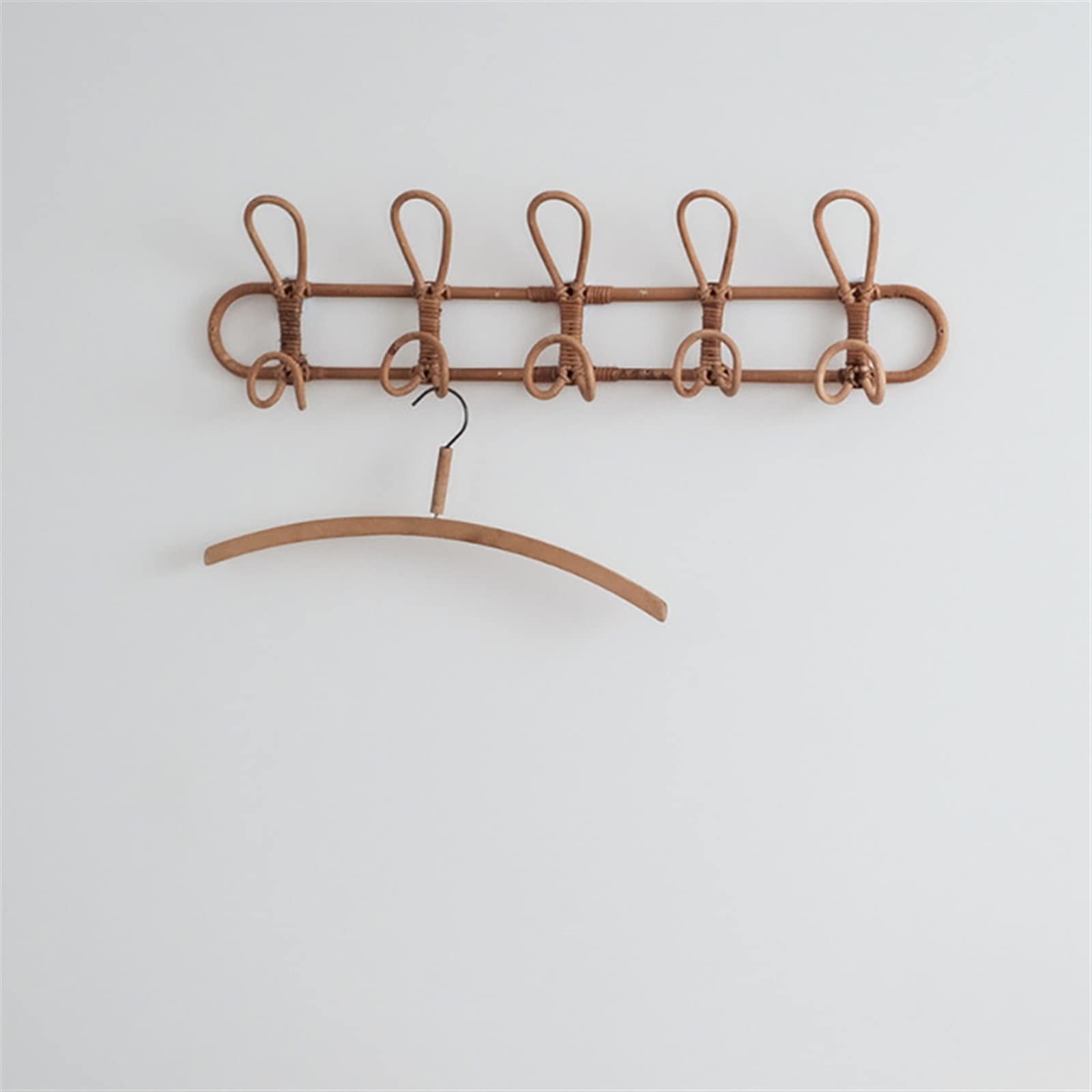 Garderobenständer zur Wandmontage, großer Vintage-Kleiderbügel aus Rattan, Organizer für Kinderkleidung, Rattan-Wandhaken, Kleiderhaken zum Aufhängen von Hüten, Raumdekor, Kleiderhaken