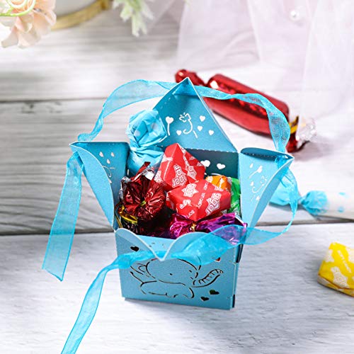 NUOBESTY Caixas de doces para embalagem, sacos de papel com fita, lembrancinhas de festa, para casam