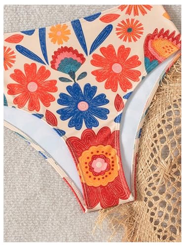 Women's 2 Piece High Waisted Bikini Sets Graphic Wireless Bathing Suit Padded Beach Swimsuits3