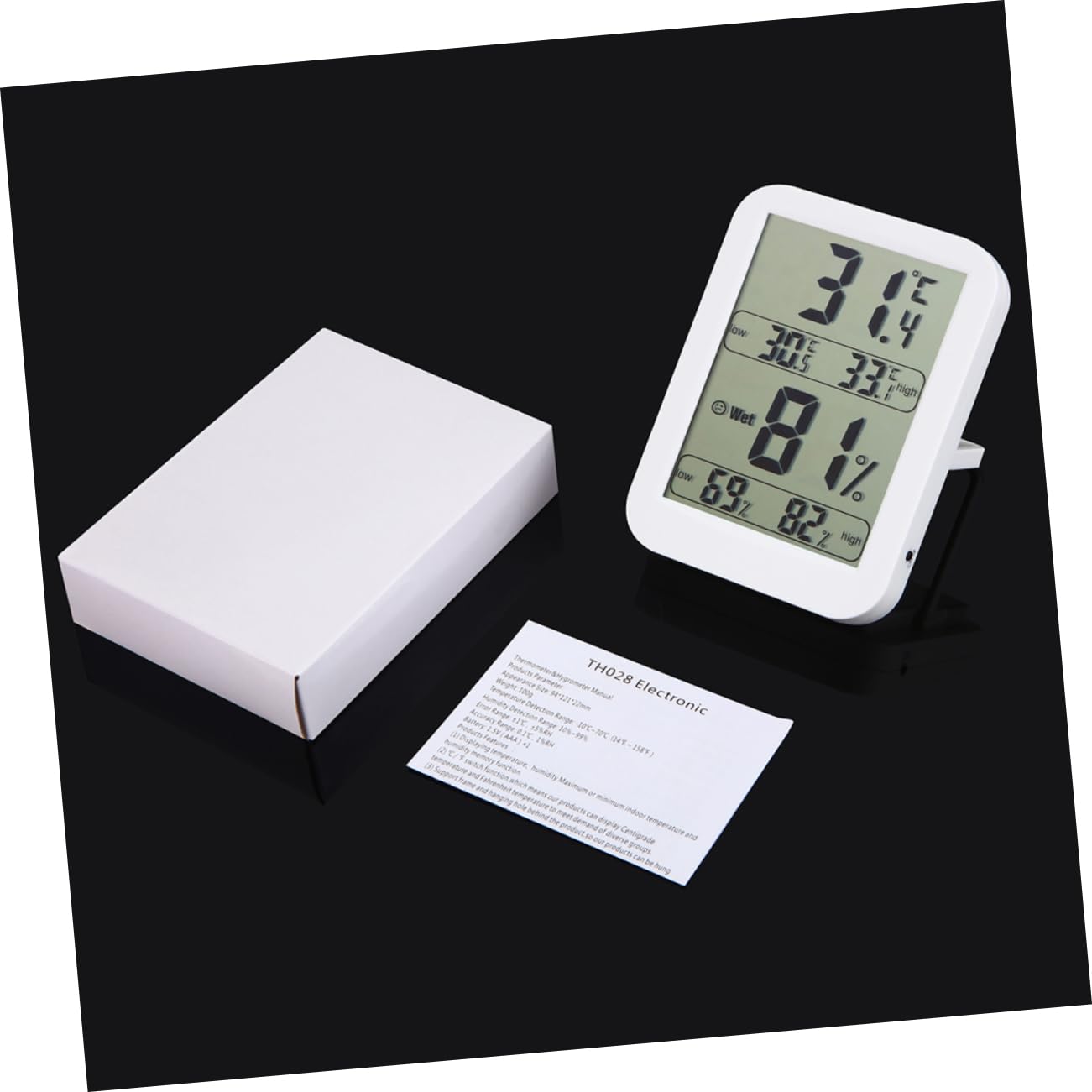 Hygromètre D'intérieur Numérique Grand Écran Blanc Abs