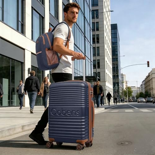 Image of Carry on Luggage 22x14x9 Airline Approved, Suitcases with Wheels Hardshell, Lightweight Hardside Luggage Set with TSA Lock, 20Inch Blue Carry on Suitcase