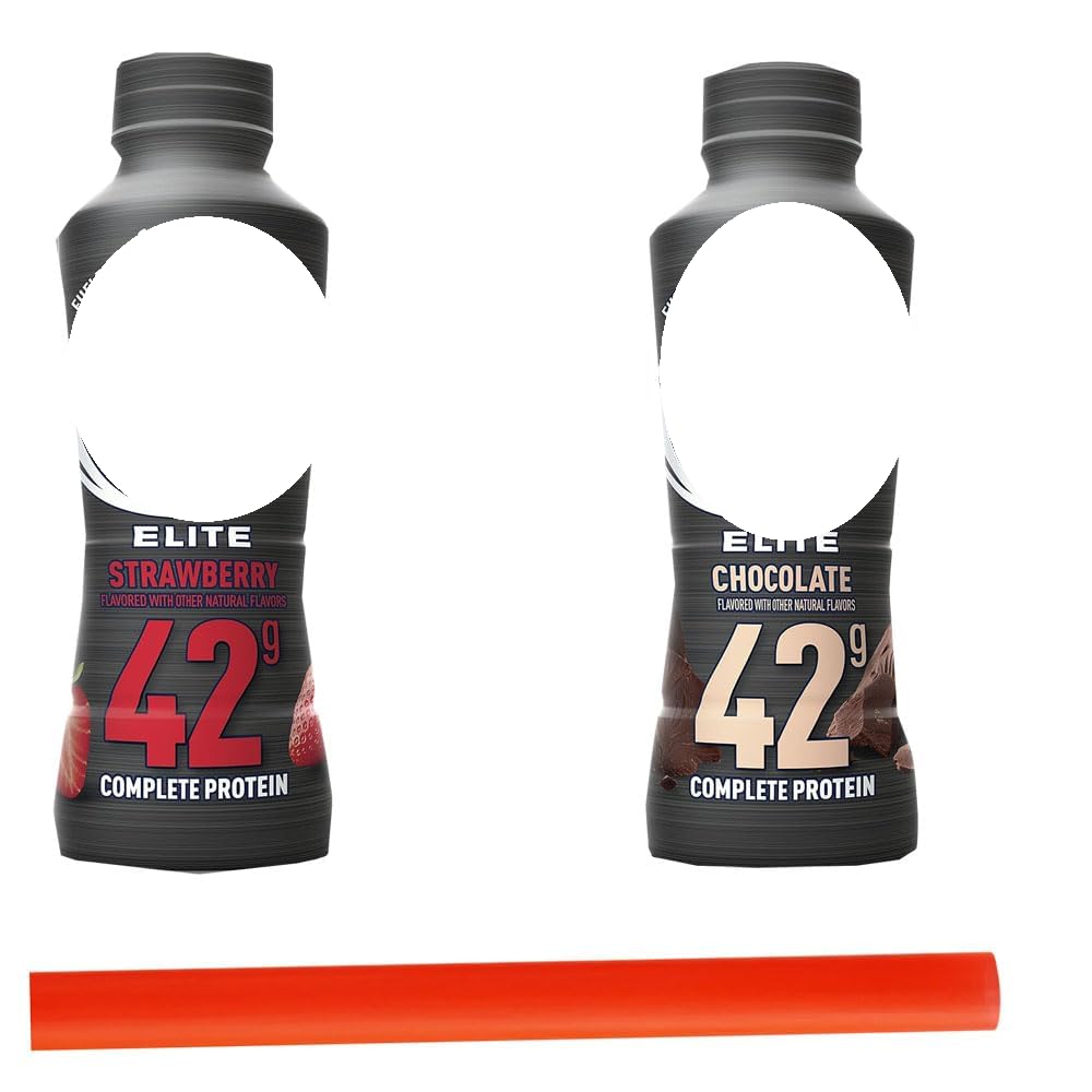 SEDLAV Straw for Fairlife Core Power Elite High Protein Shake, Chocolate, Vanilla, Strawberry, 42g Bottle, 14oz (6pk, Chocolate Strawberry)