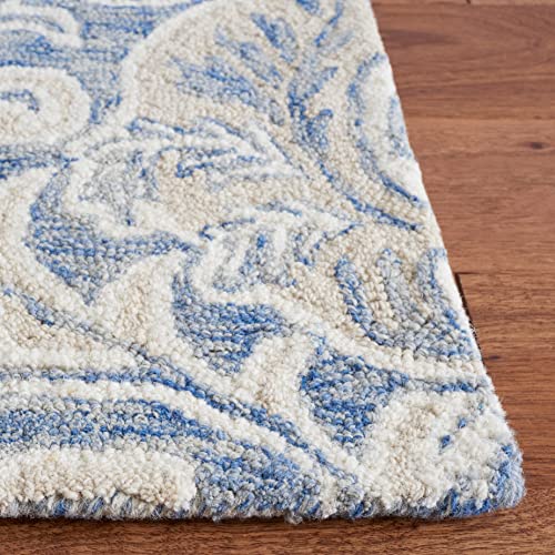 Tapete decorativo rectangular 2 x 3 pies azul e ivory miniatura 3