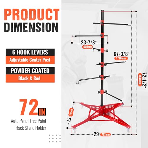 Kojem 72In Universal Auto Paint Rack Stand Tree Holder Adjustable Center Post Steel Powder Coated