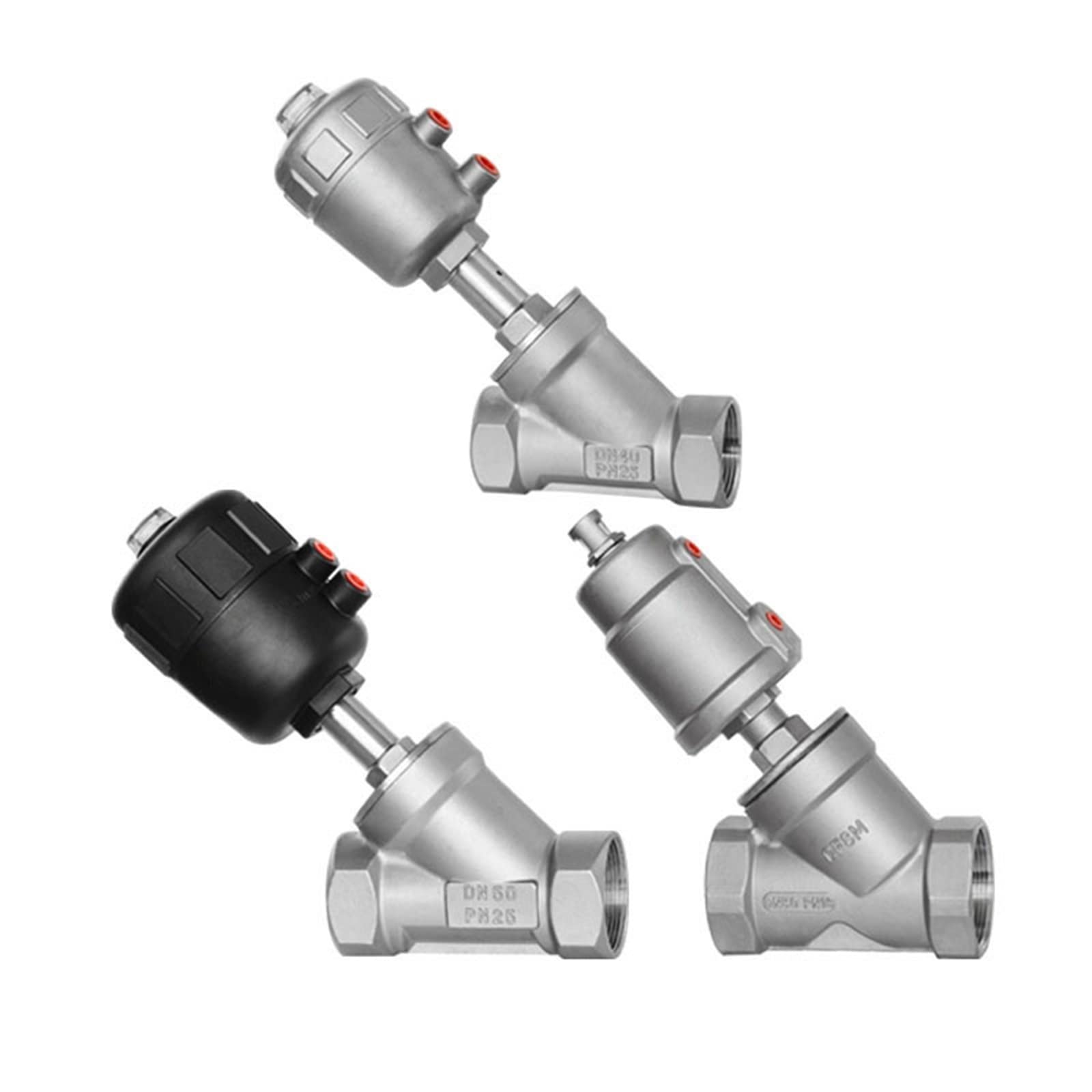 DN-Serie Hochtemperatur- und Korrosions-Dampf-Pneumatikventil Y-Typ-Eckventil mit Innengewinde.(DN20 Plastic Head)