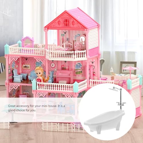 Baignoire pour maison de poupée et son robinet miniature blanc au format 1/12 - 4