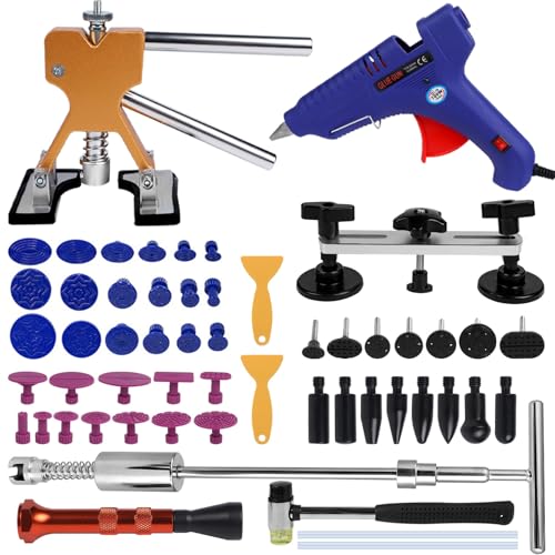 Car Dent Puller, 66PCS Auto Body Dent Repair Kit Tool with Golden Lifter Slide Hammer T bar and Bridge Dent Puller for Car Dent Removal