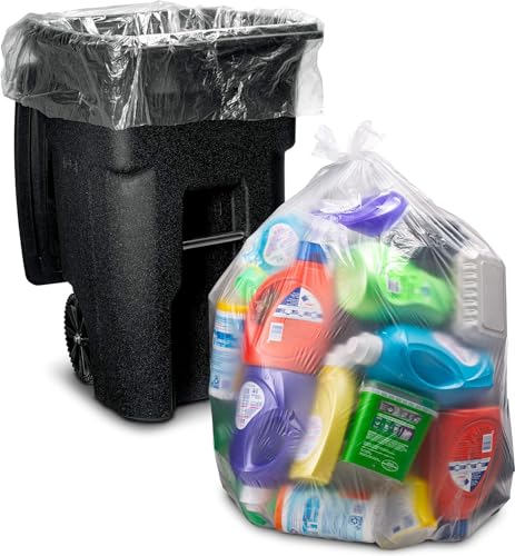 20 x Clear Recycling Bags 100 Litres Capacity Bin Liners Large Refuse Sacks Transparent Recycling Sacks