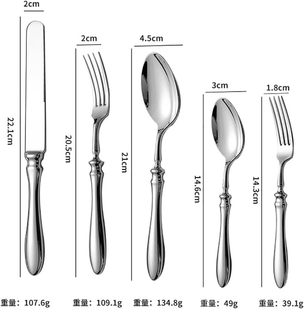 Ce Service de Couverts de Luxe pour 12 Personnes Comprend 60 pièces d'ustensiles allemands en Acier Inoxydable 18/8, Dont Fourchette, Couteau et cuillère. Couleur Argent - 50 pièces pour 10